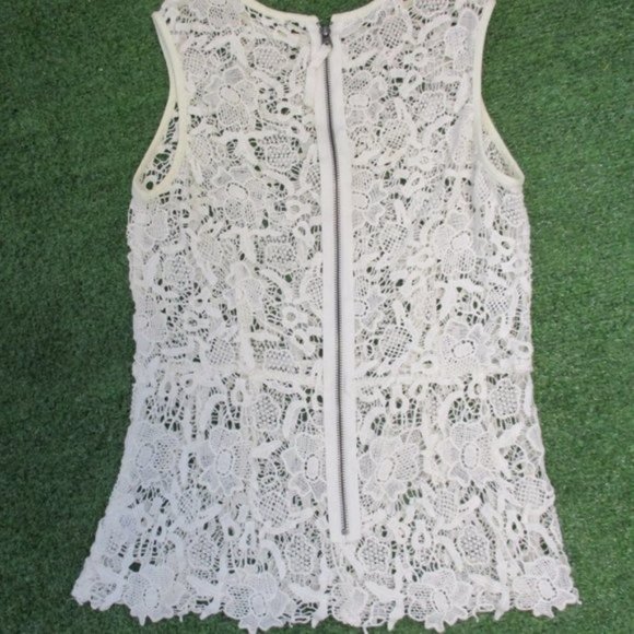 CAbi #800 Needle Lace Shell Peplum Top  Medium - Picture 3 of 4